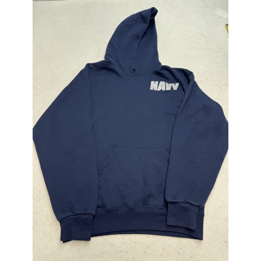 Navy‎ Hoodie Mens Small Blue Soffe Pullover Fleece Graphic Sweatshirt Military